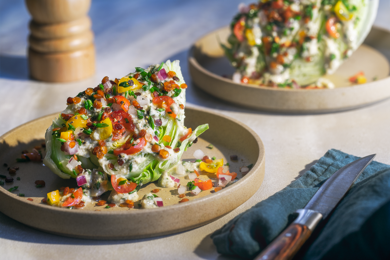 Wedge Salad with Miso Hemp Seed Dressing